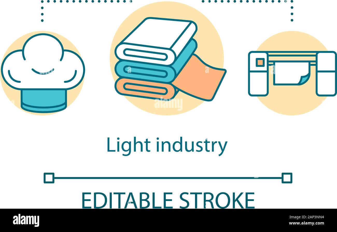 Light industry concept icon. Processing and manufacturing idea thin