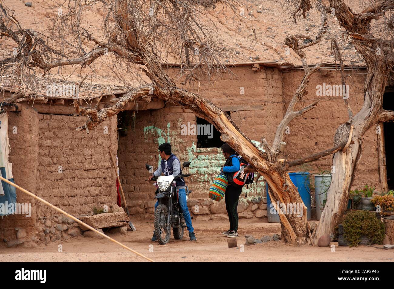 Rural people living on simple houses right on the Ruta 40, Angastaco