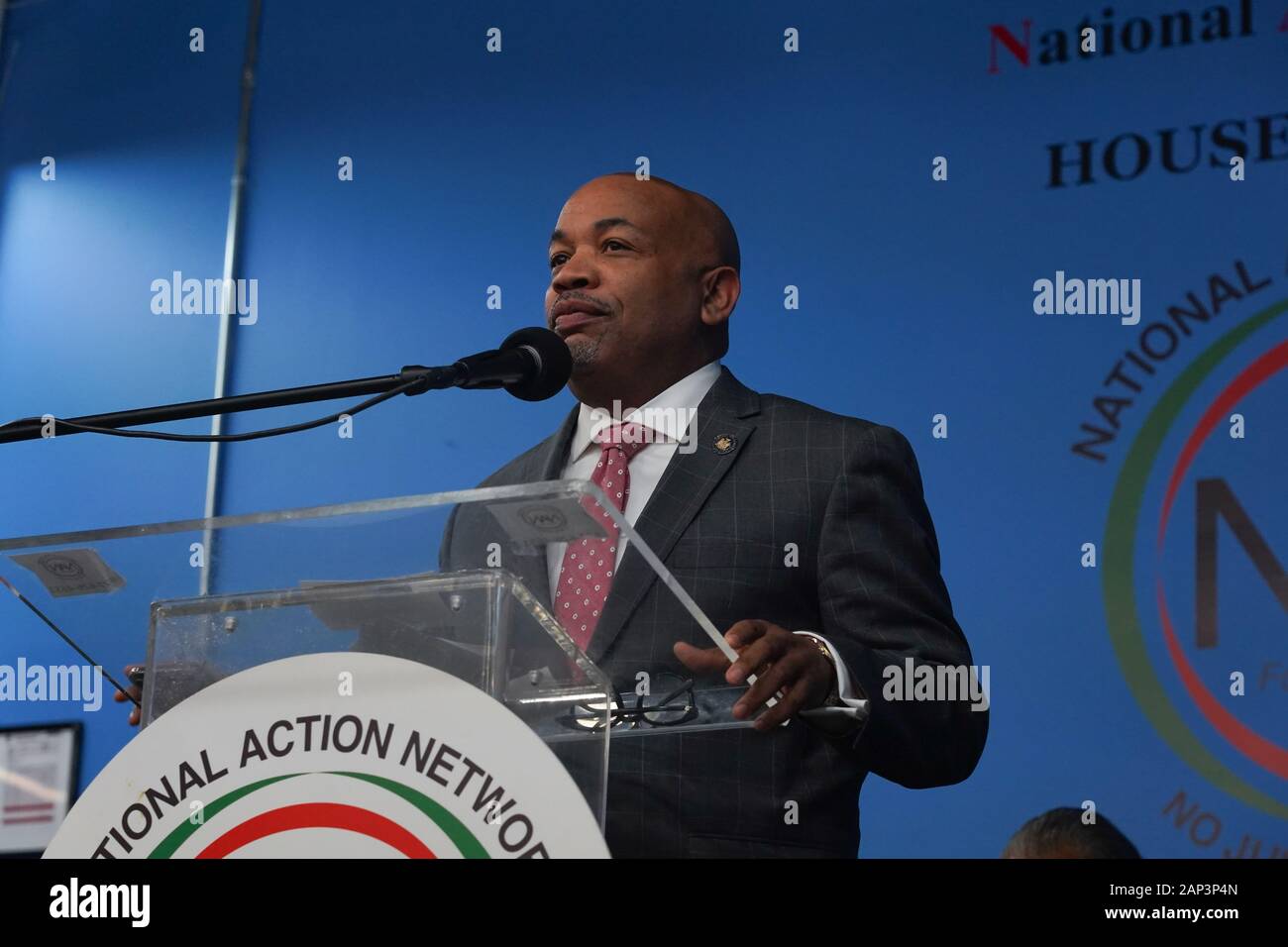 NEW YORK, NY - JANUARY 20: Assembly Speaker Carl Heastie speaks during a Martin Luther King Jr. Day event in Harlem on January 20, 2020 in New York Ci Stock Photo