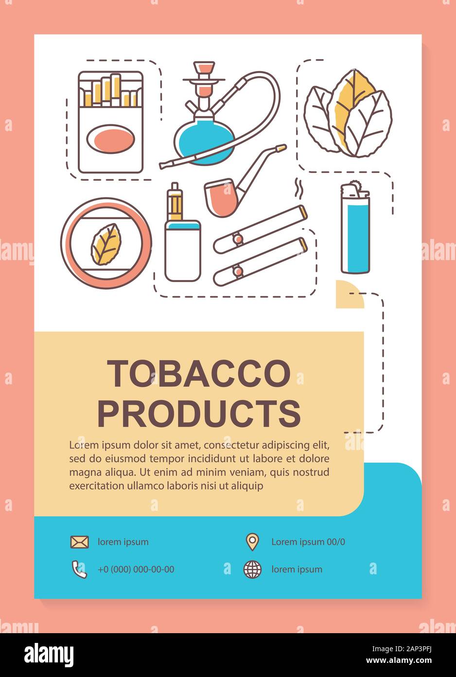 Tobacco industry poster template layout. Smoking equipment, products