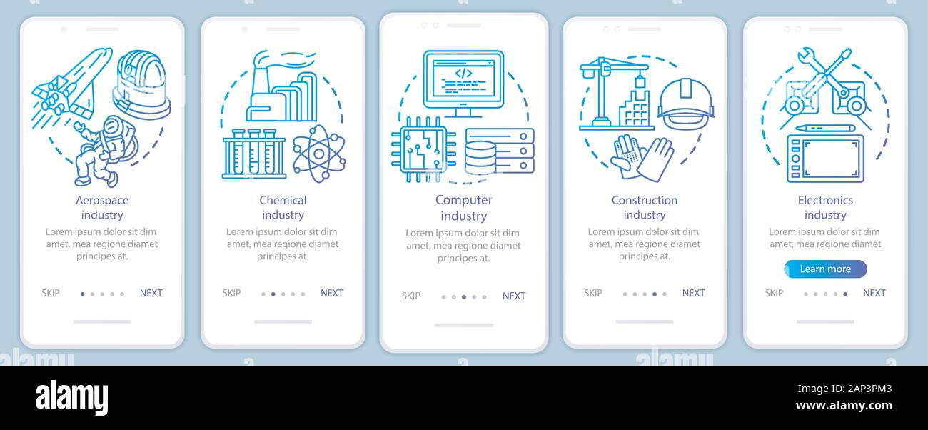 Research industries onboarding mobile app page screen vector template ...