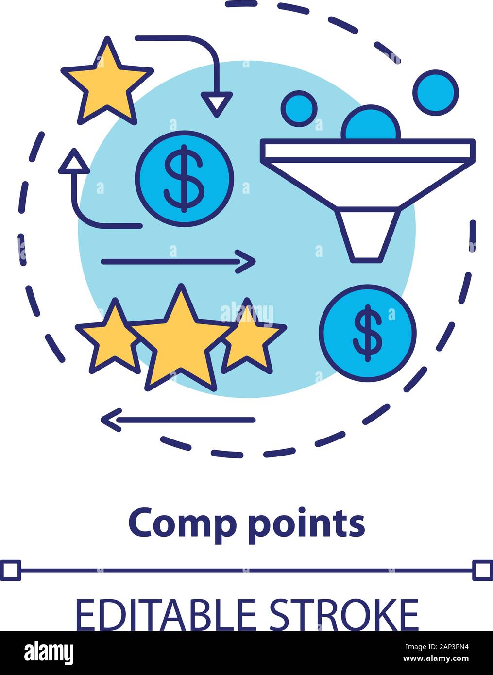 Casino comp points concept icon. Redeem points and bonuses idea thin
