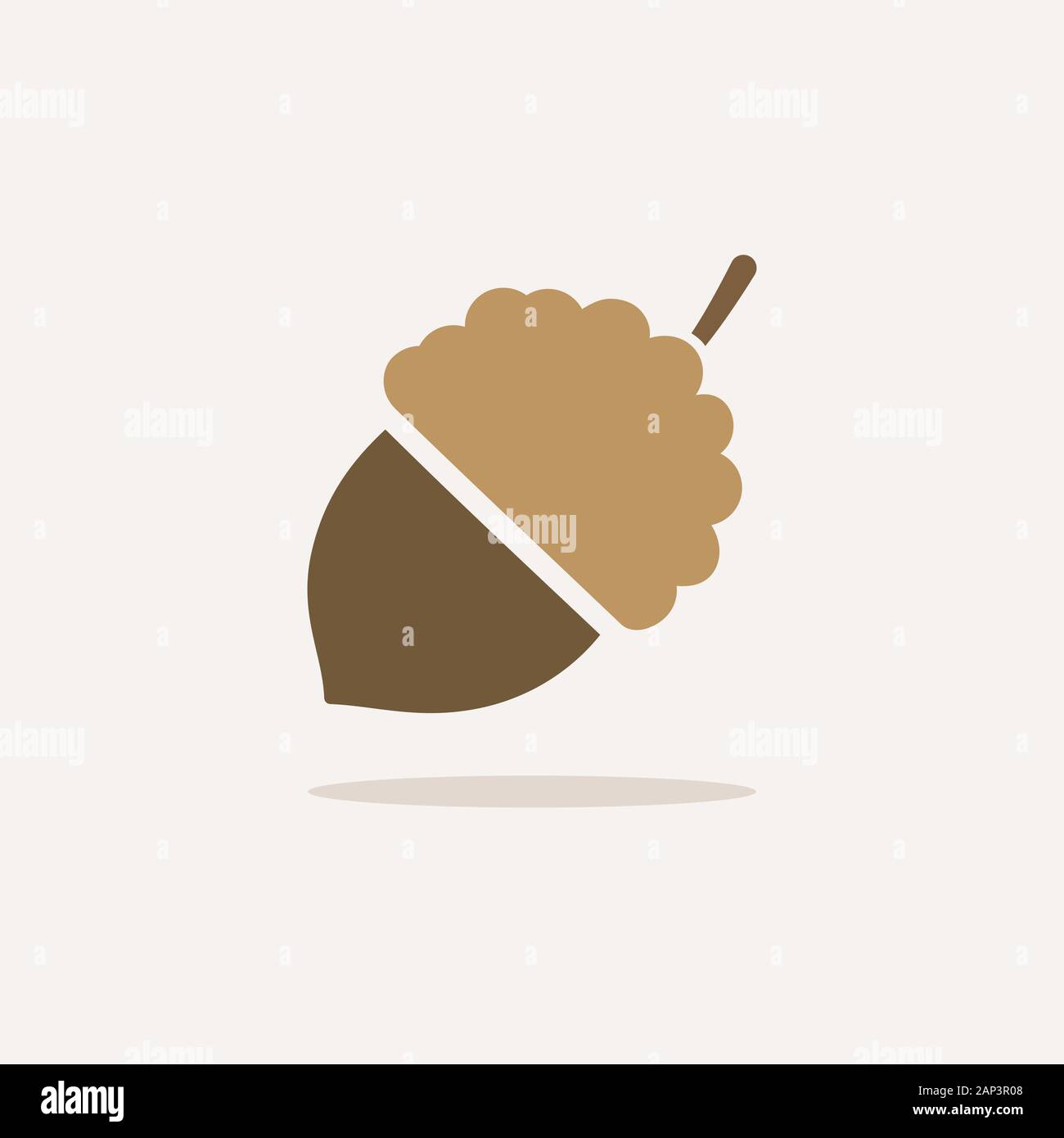 Acorn. Icon with shadow on a beige background. Autumn flat vector ...