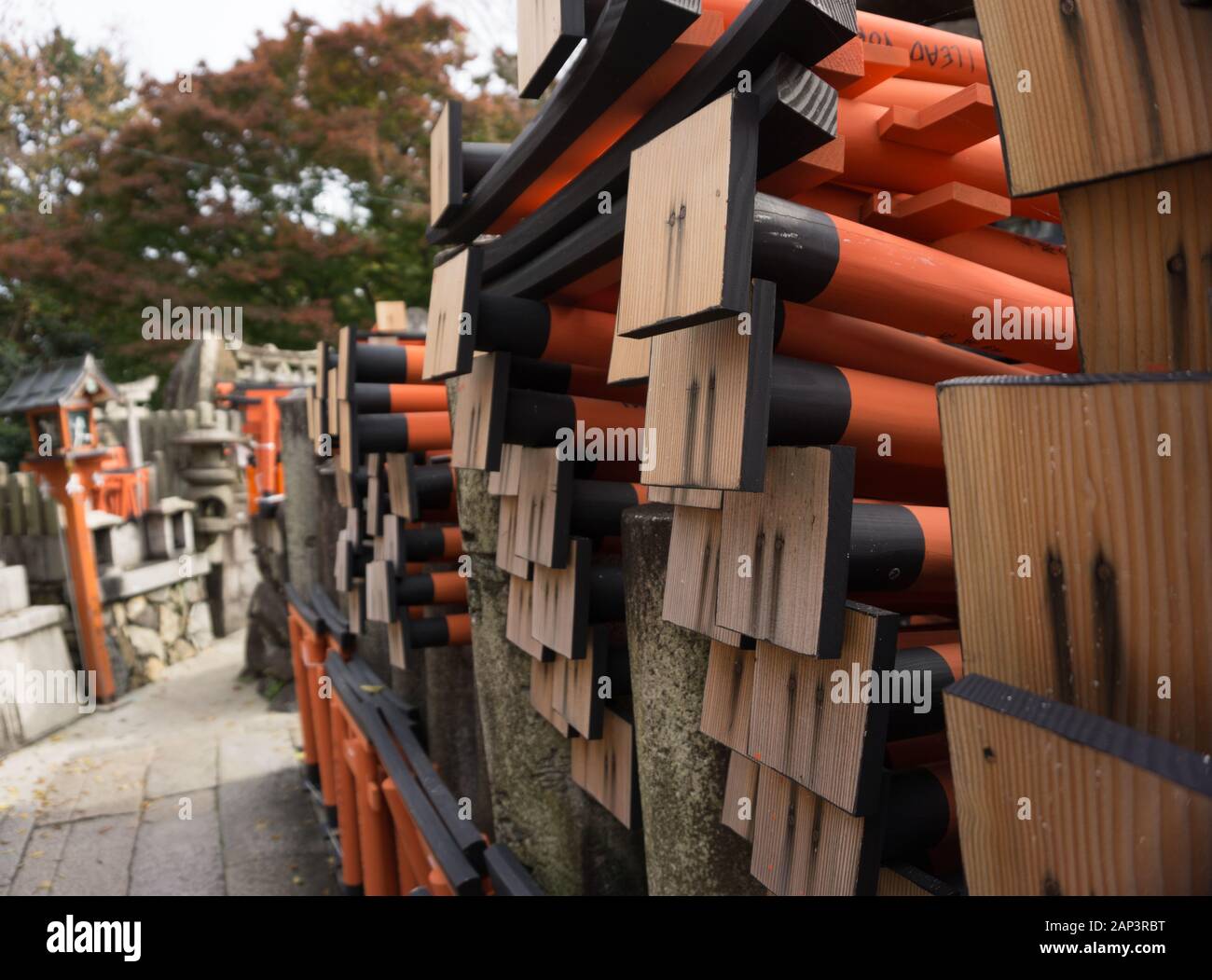 Walkway at Fushimi Inari Kyoto Japan Torii Gate in Autumn Stock Photo ...
