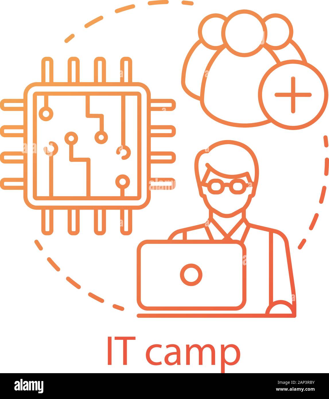 Information technology camp concept icon. Employment, recognition for ...