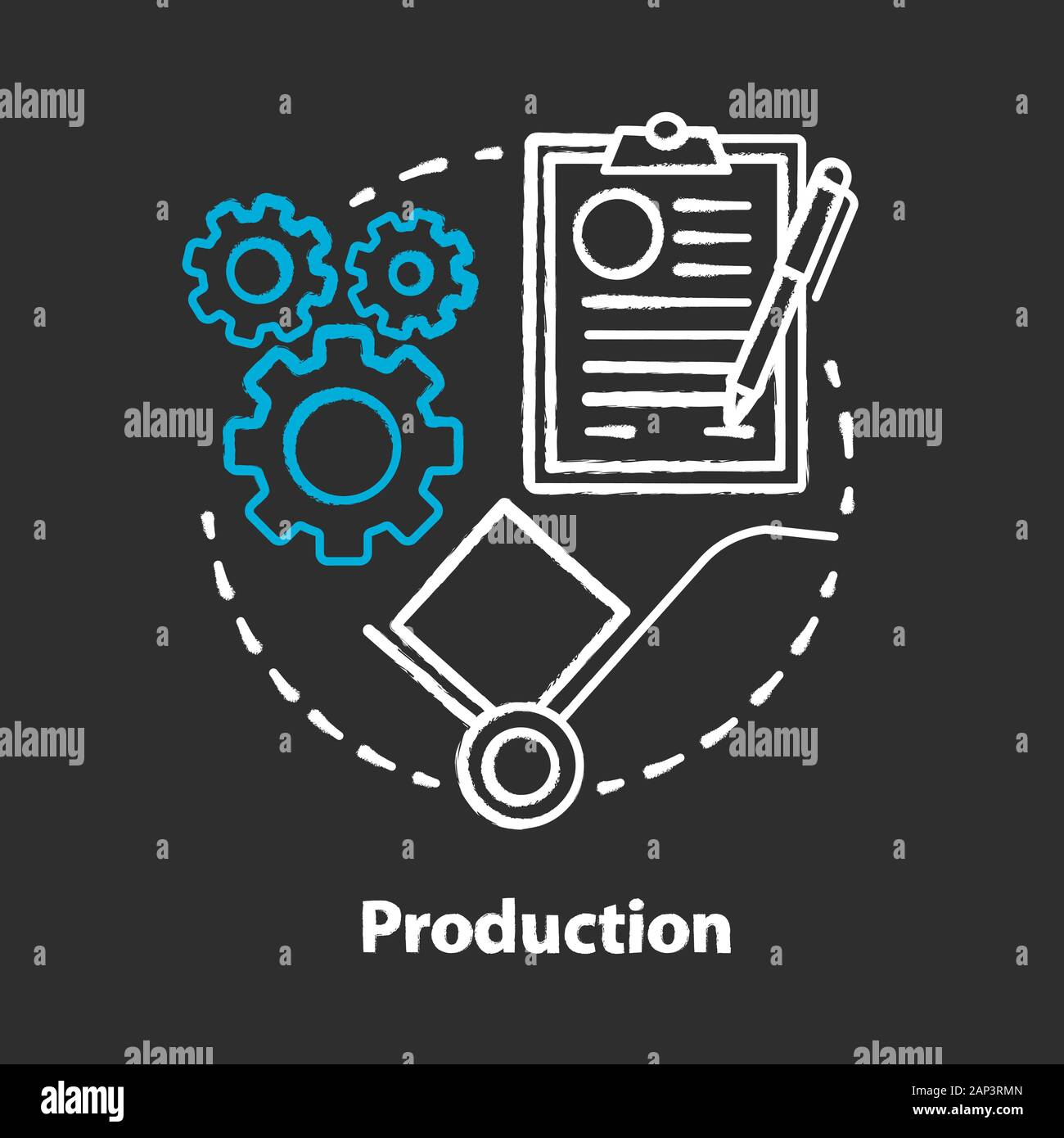 Production chalk concept icon. Manufacturing process idea. Industrial