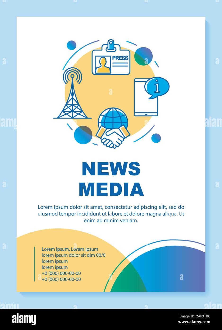News media poster template layout. Telecommunication industry. Banner,  booklet, leaflet print design with linear icons. Vector brochure page  layouts f Stock Vector Image & Art - Alamy