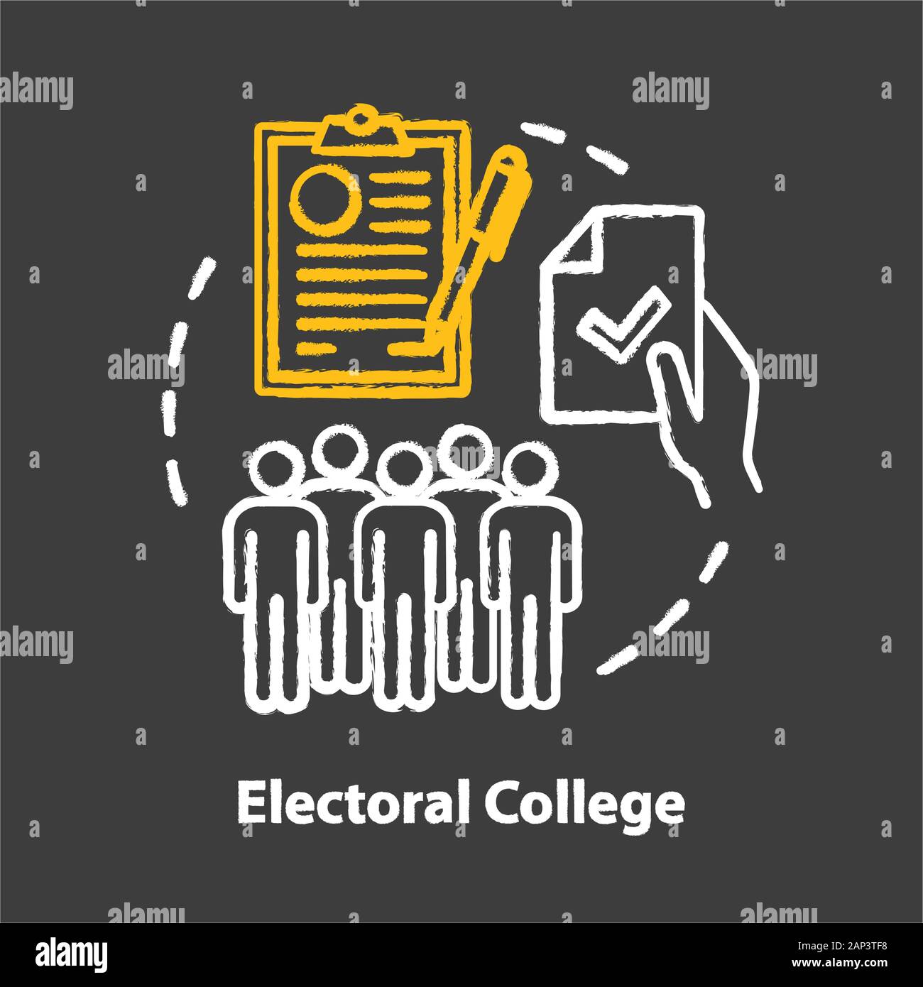 Elections chalk concept icon. Electoral college idea. Voting, choosing from political candidates, parties. Electorate, eligible, valid voters. Vector Stock Vector