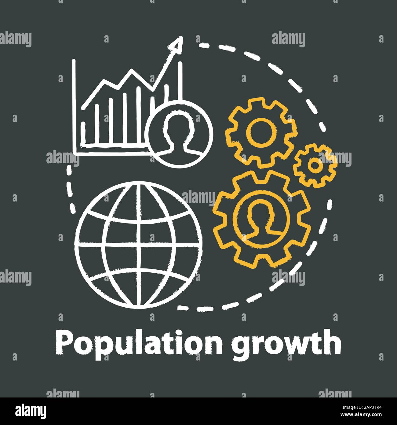 Population growth chalk concept icon. World human overpopulation idea ...