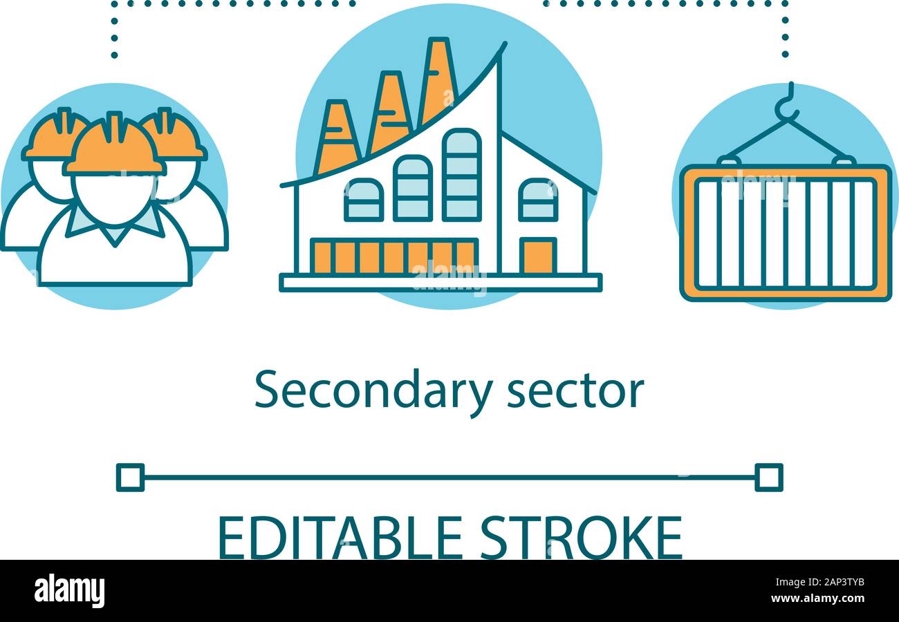 Secondary sector concept icon. Processing and manufacturing industry