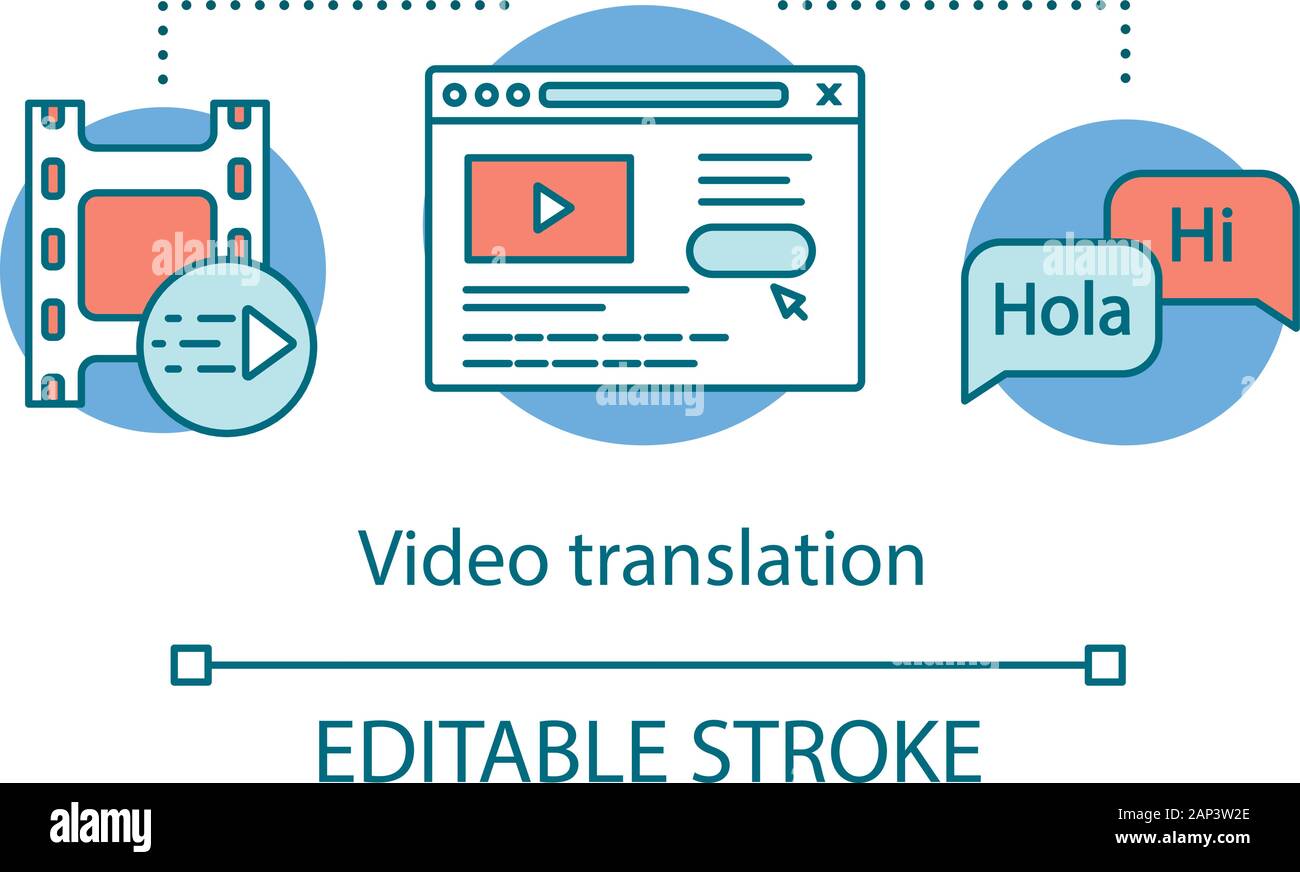 Video translation concept icon. Translation services idea thin line ...