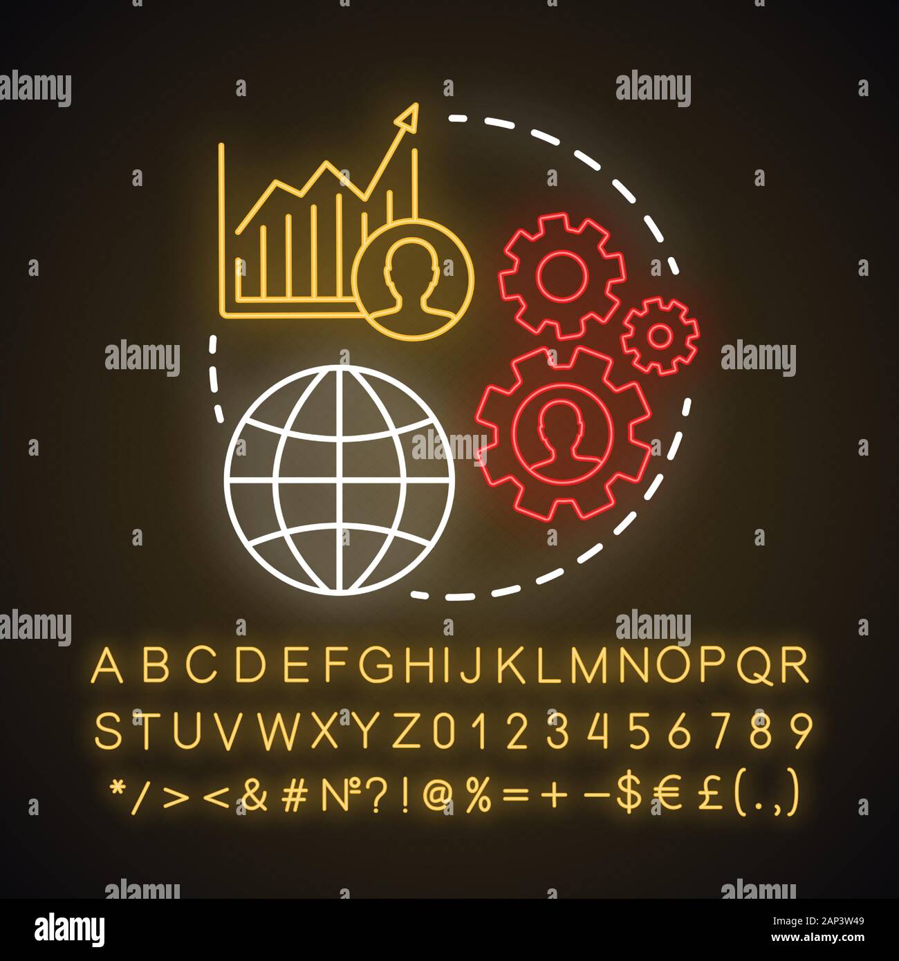 Population growth neon light concept icon. World human overpopulation ...