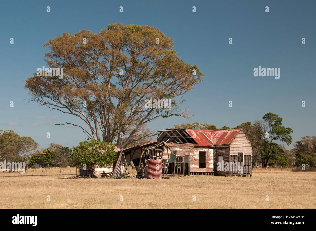 Derelict farm dwellings outside Casterton, western Victoria, Australia Stock Photo