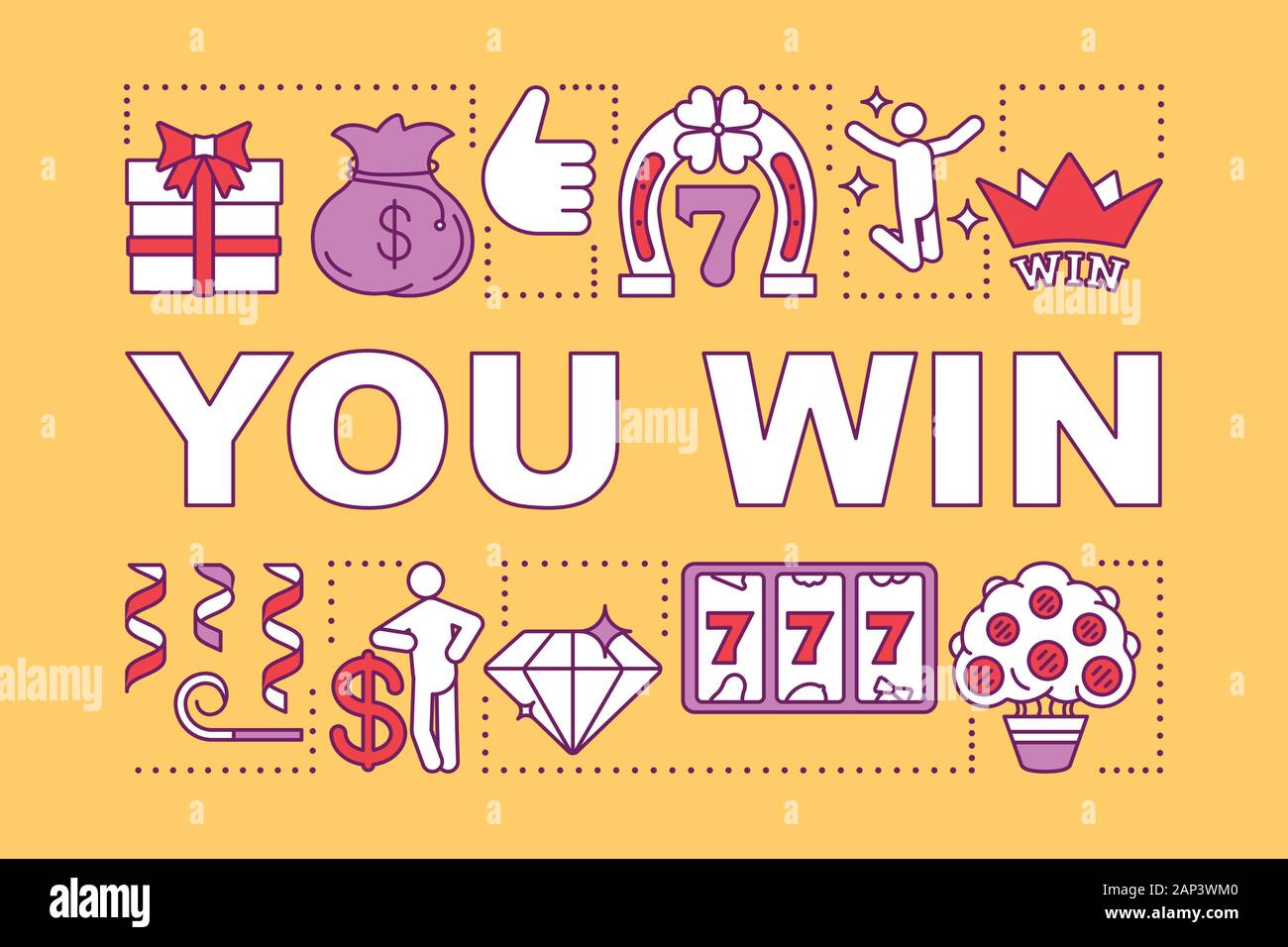 You Win Word Concepts Banner Casino Lottery Jackpot Victory