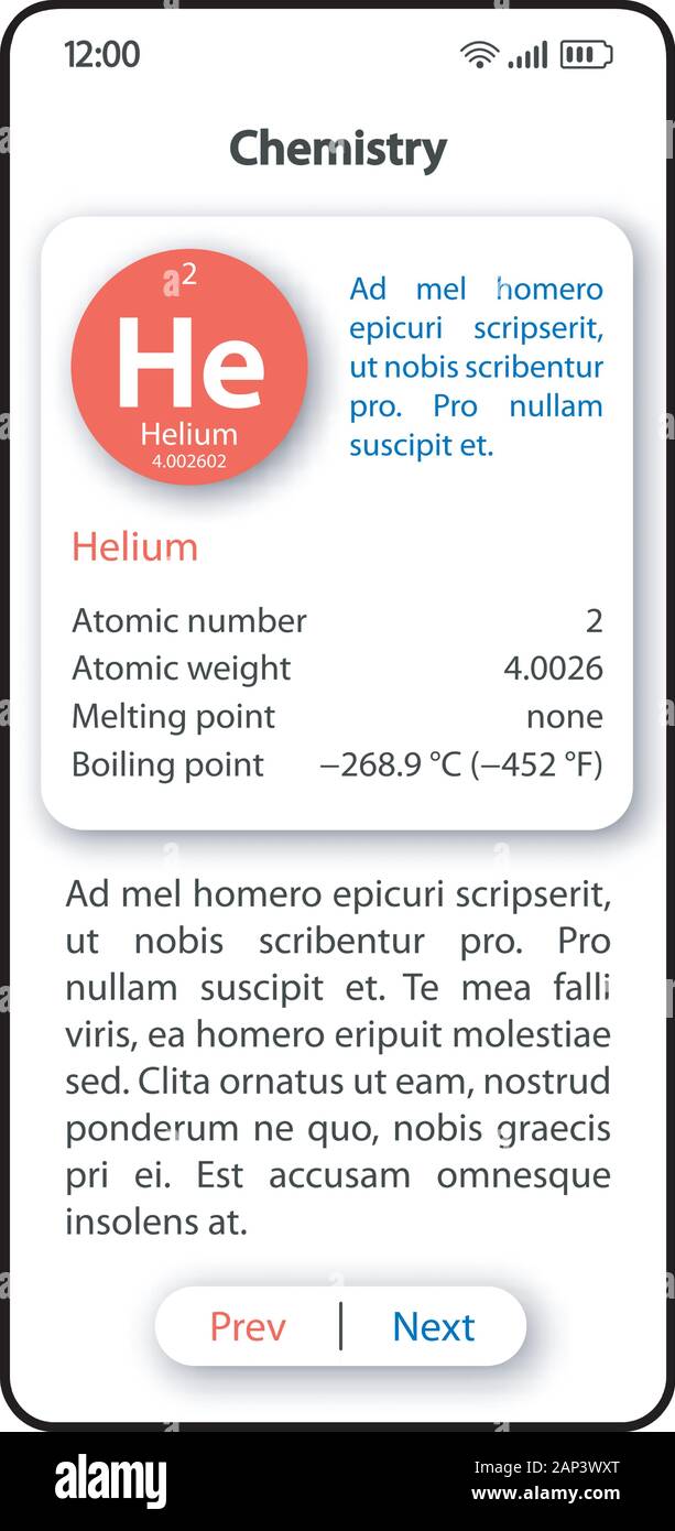Chemistry science smartphone interface vector template. Mobile app page
