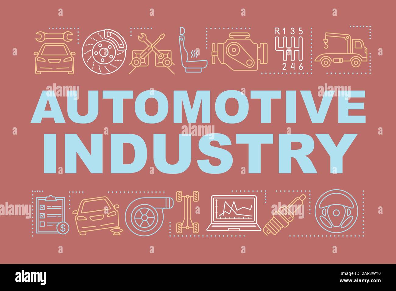 Automotive industry word concepts banner. Production, maintenance and
