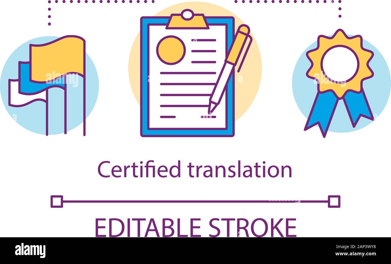 Translation Services Concept Icon. Certified Translation ...