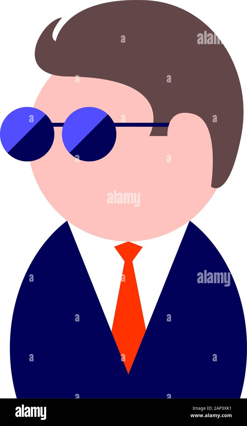 Drawing of a modern business man in sunglasses, a suit and tie. Vector ...