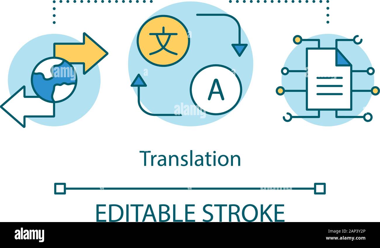 Translation services concept icon. Foreign language interpretation idea thin line illustration