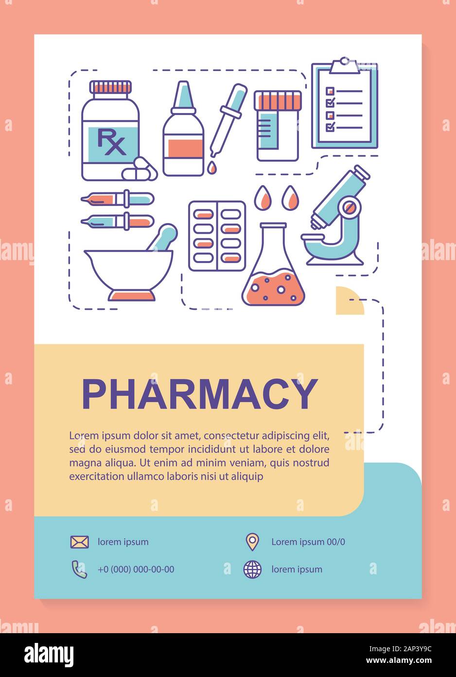Pharmaceutical industry poster template layout. Drugs production