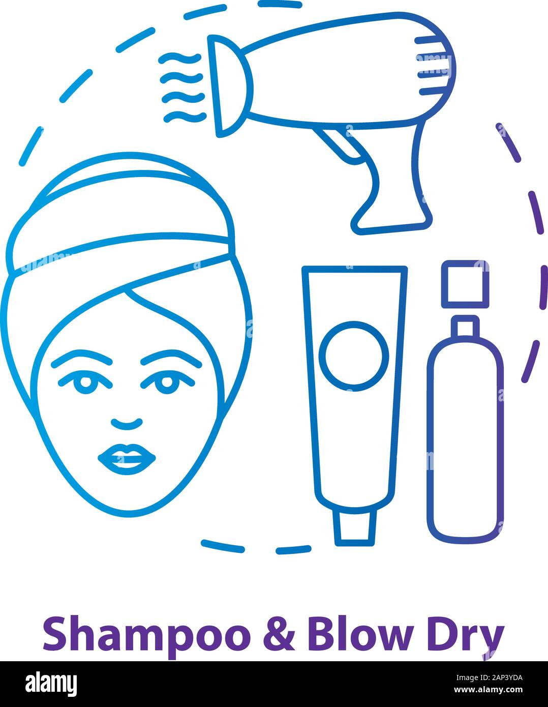 Shampoo And Blow Dry Blue Concept Icon Hair Care Treatment