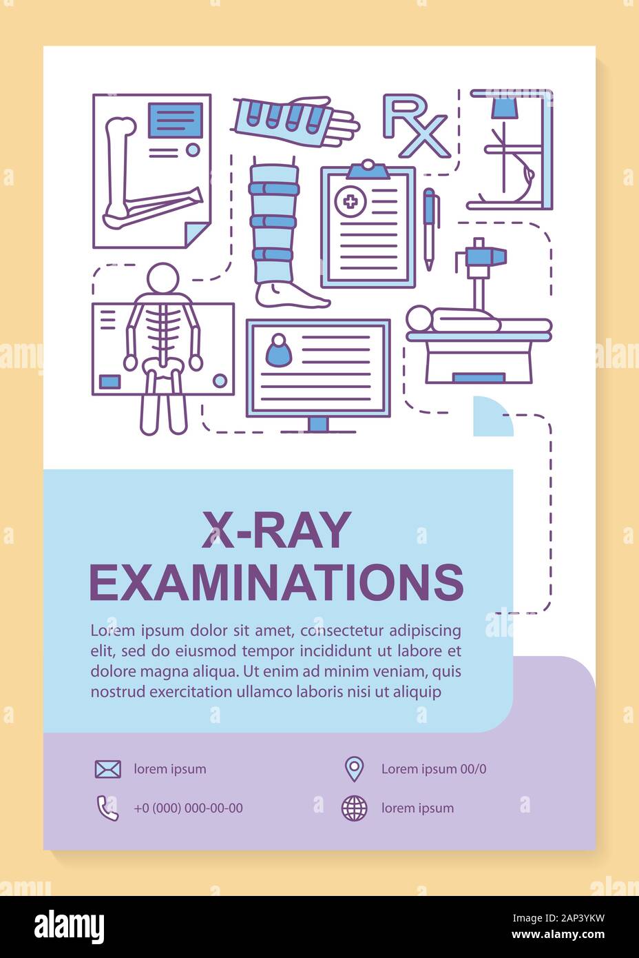 Xray examination brochure template layout. Hospital equipment. Flyer