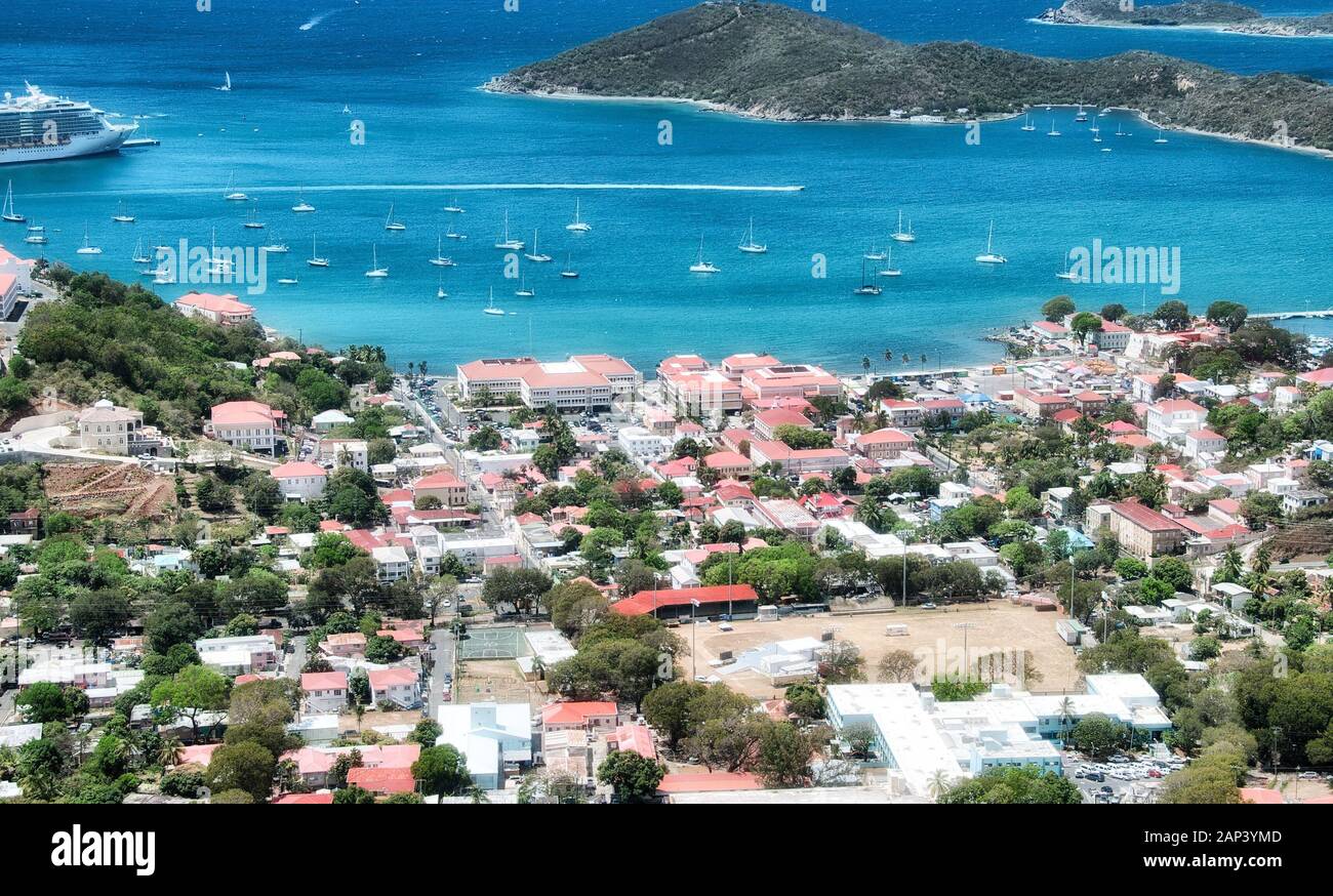 Wonderful coastal colors of Saint Thomas - Seascape of US Virgin Islands. Stock Photo