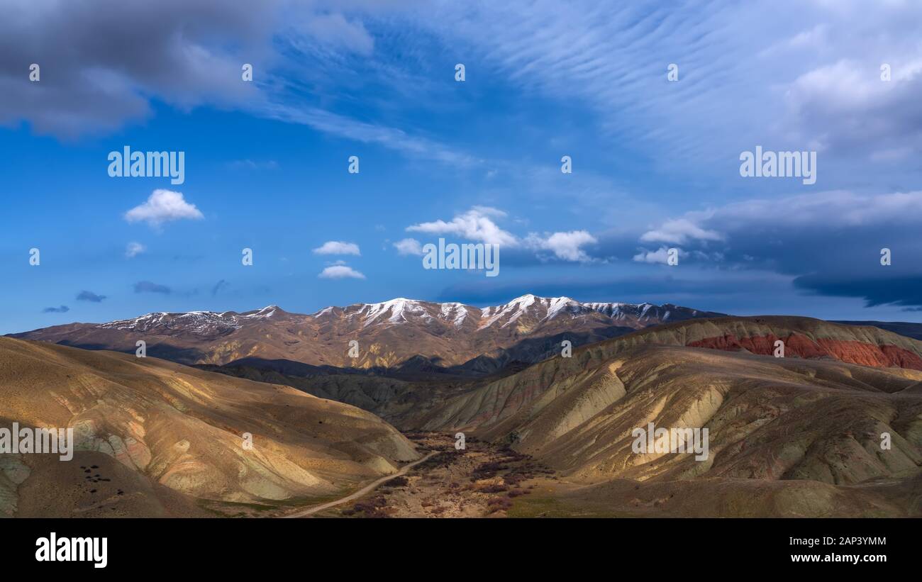 View of the beautiful striped red mountain Stock Photo