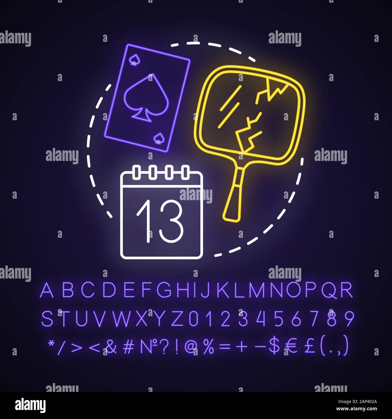 Jinx neon light concept icon. Magic and superstition idea. Glowing sign