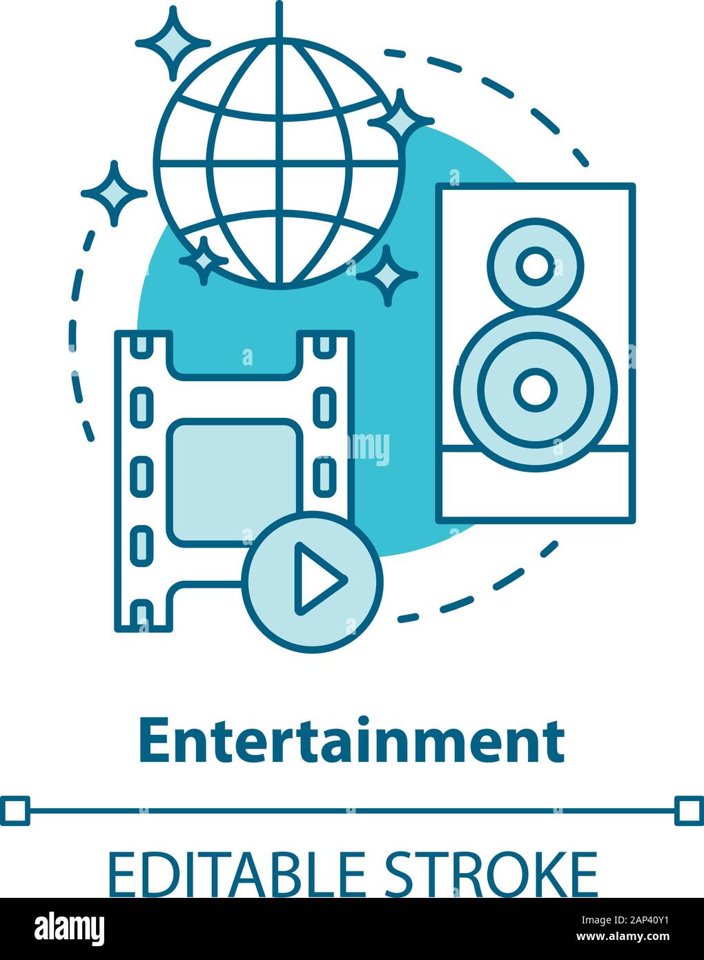 Entertainment blue concept icon. Mass media company idea thin line ...
