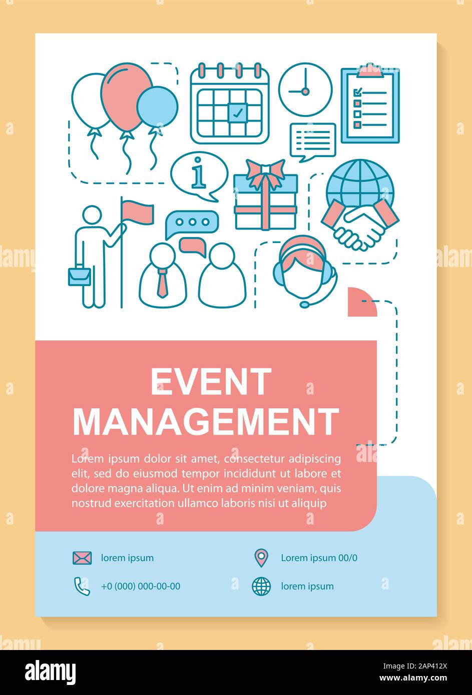 event-management-poster-template-layout-corporate-party-planning-holiday-celebration-banner-booklet-leaflet-print-design-with-linear-icons-vecto-2AP412X.jpg