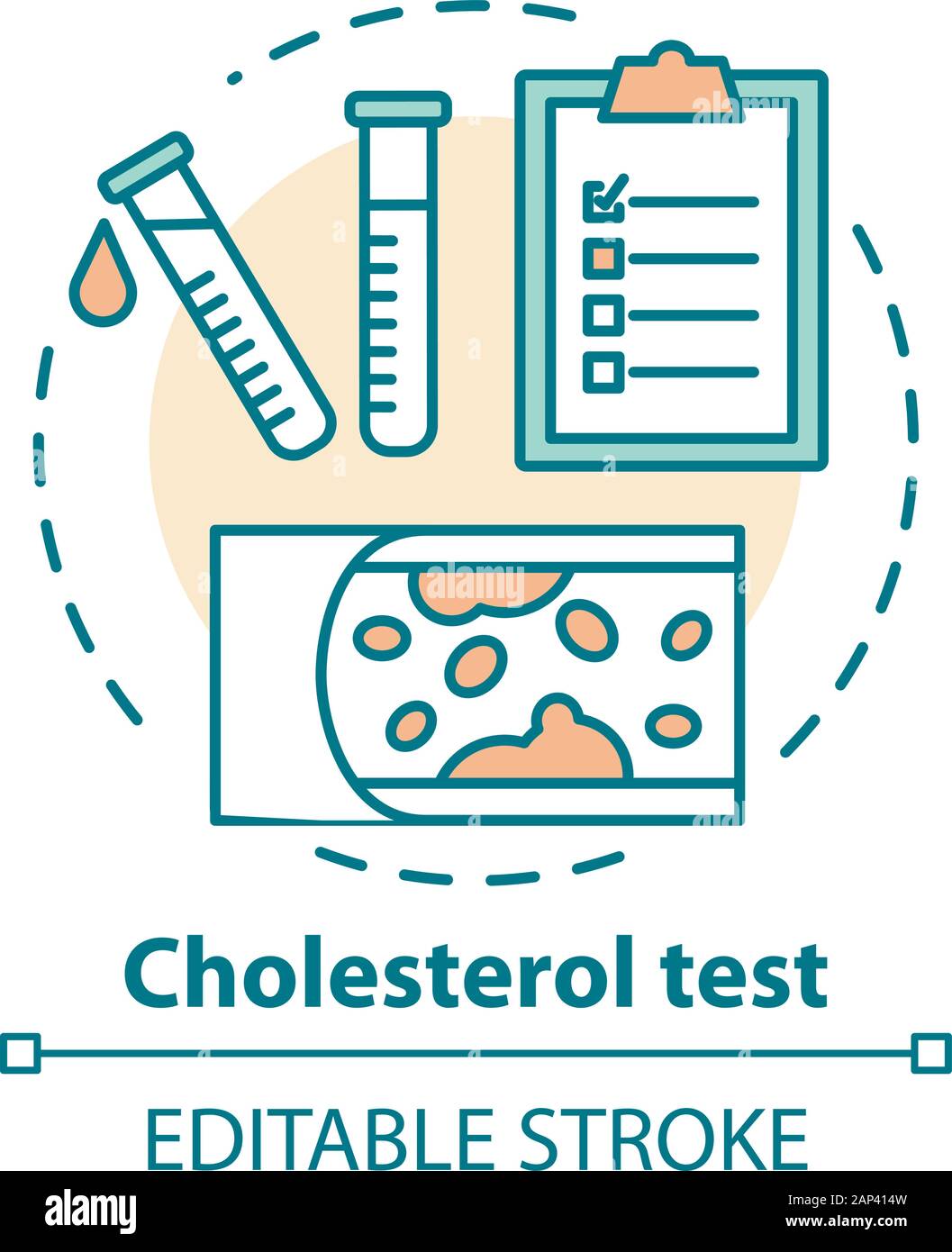 Cholesterol level test concept icon. Checking fat blocked arteries idea