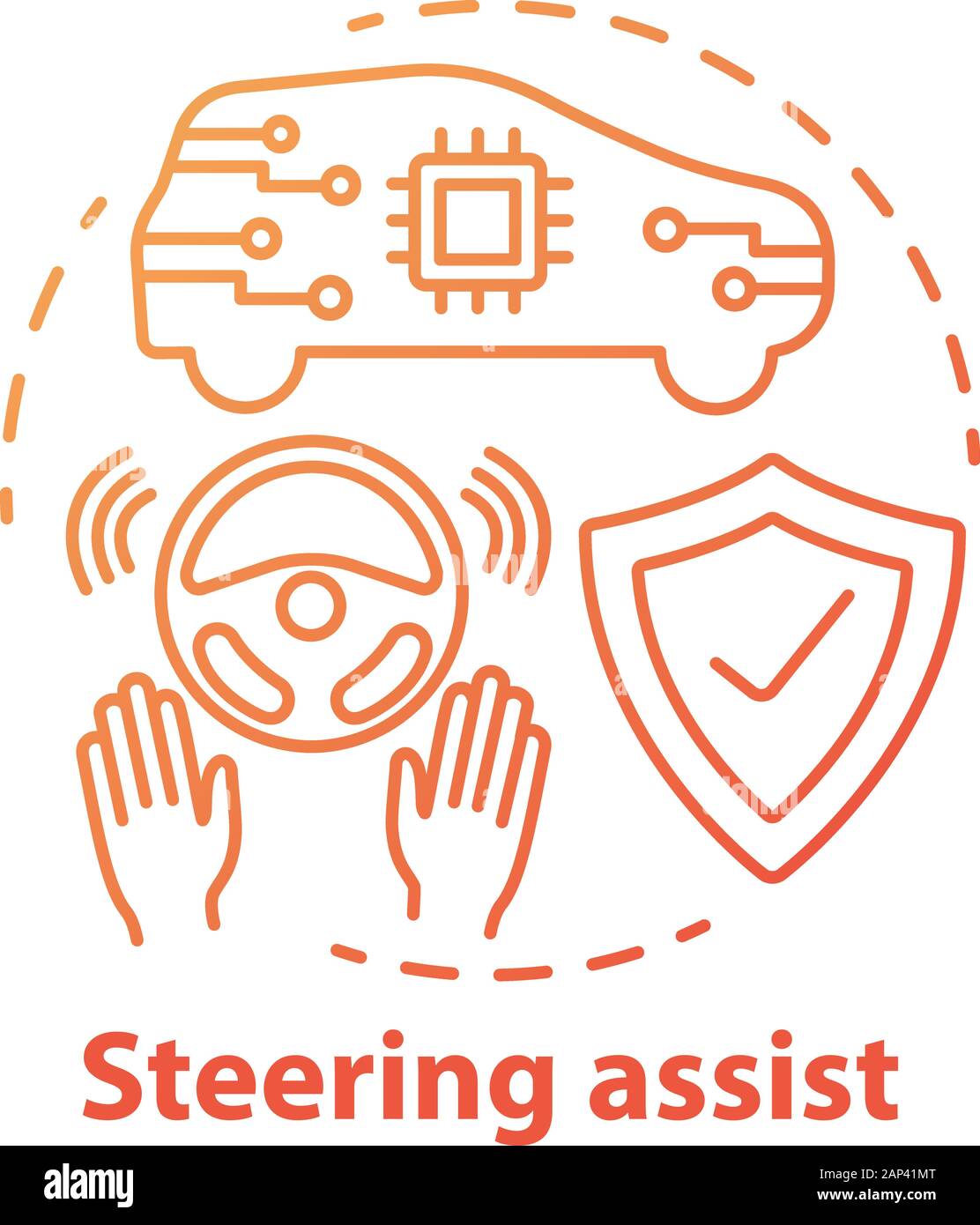 Steering assist concept icon. Smart car. Steering support. Driverless