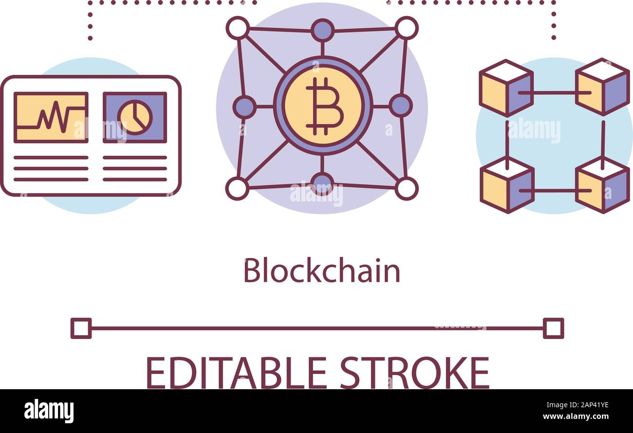 Blockchain concept icon. Transaction recording idea thin line illustration.  Cryptocurrency business. Blockchain technology. Bitcoin trading. Vector is  Stock Vector Image & Art - Alamy