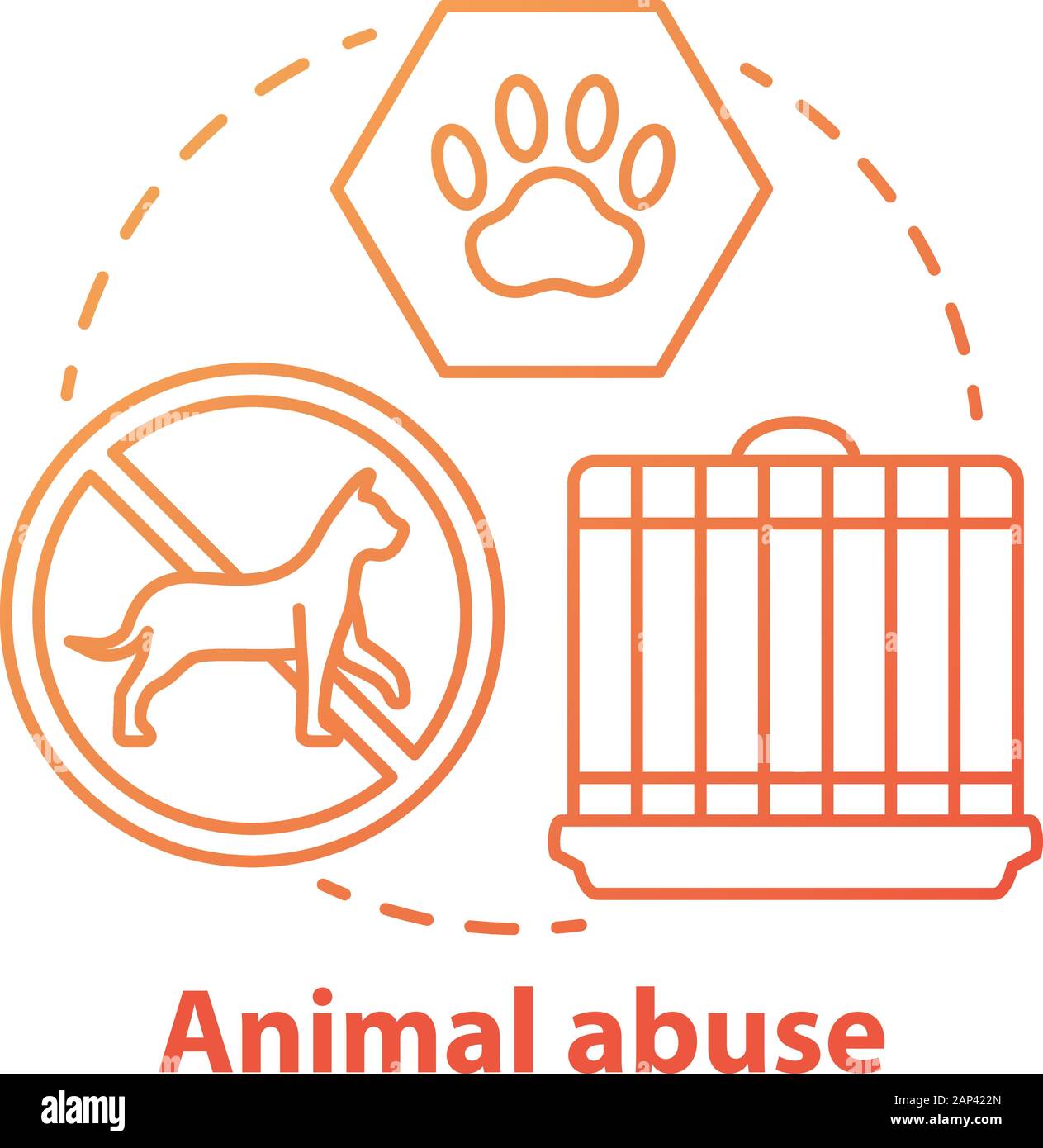 Animal abuse and harm concept icon. Zoosadism. Animal neglect, cruelty
