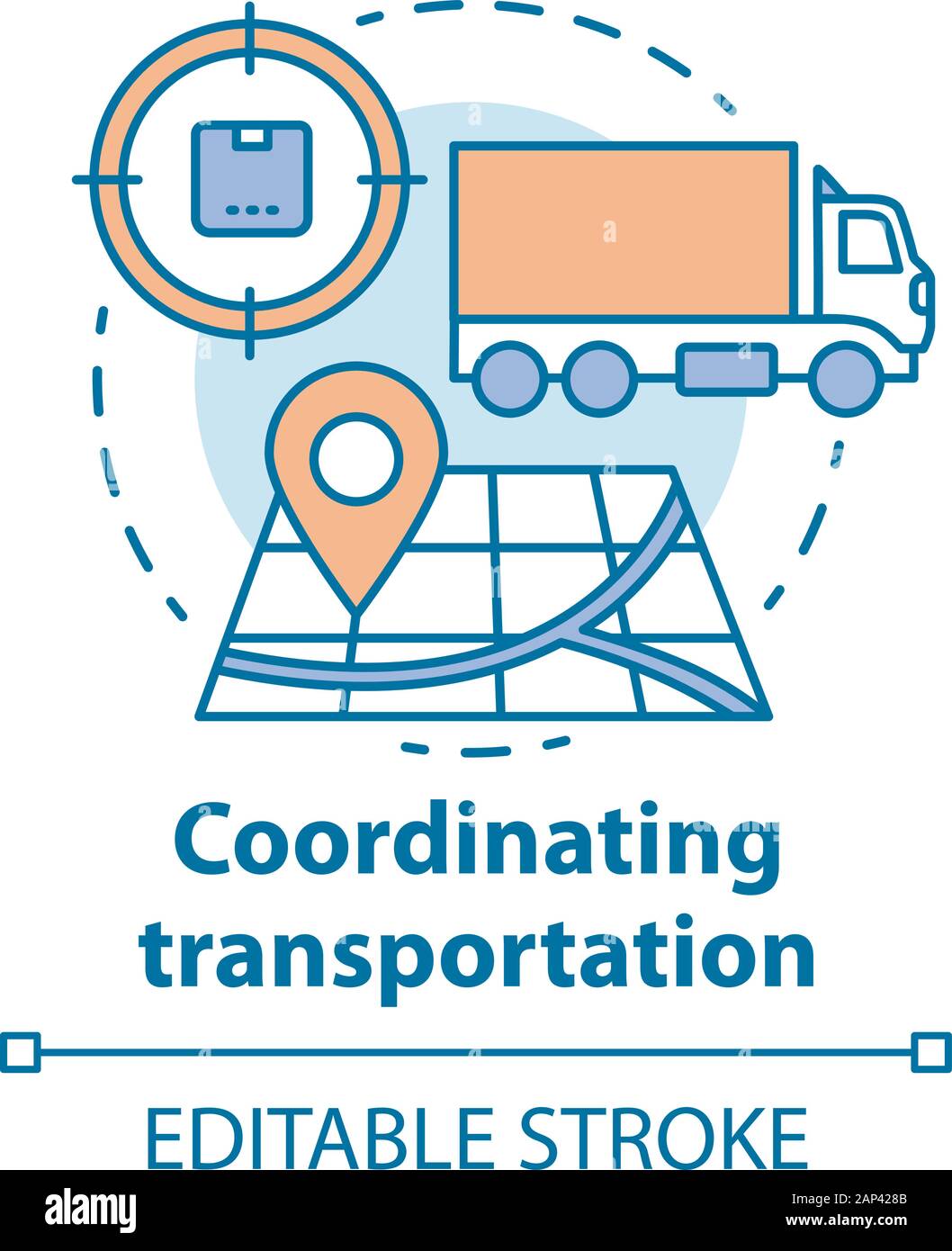 Transportation coordination concept icon. Logistics and distribution