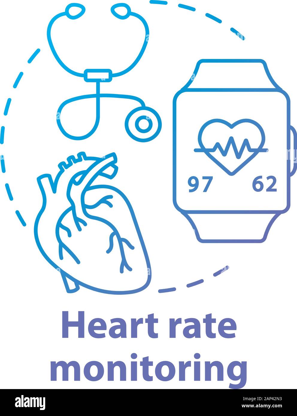 Heart rate monitoring tools concept icon. Cardiological health control