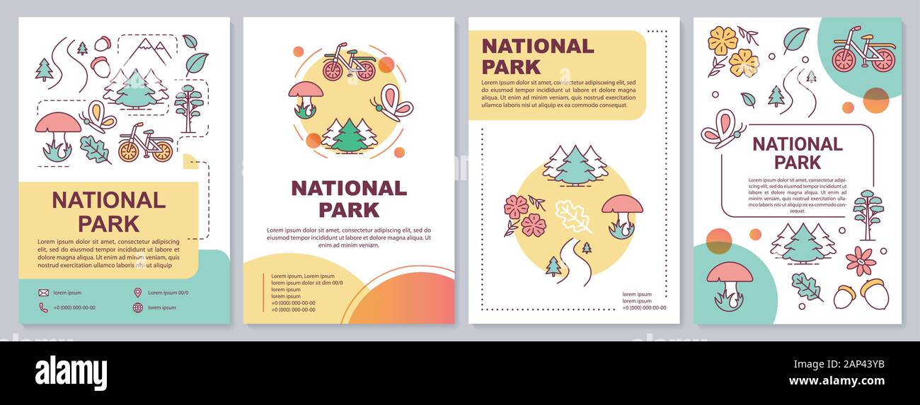 National Park Brochure Template Layout Forest Reserve Flyer Booklet Leaflet Print Design With Linear Illustrations Vector Page Layouts For Magazi Stock Vector Image Art Alamy