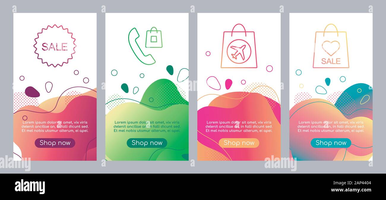 Download Online Shop Abstract Fluid Mobile App Screen Mockup Set Internet Store Bubble Web Banner Social Media Stories Website With Buttons Colorful Design Stock Vector Image Art Alamy