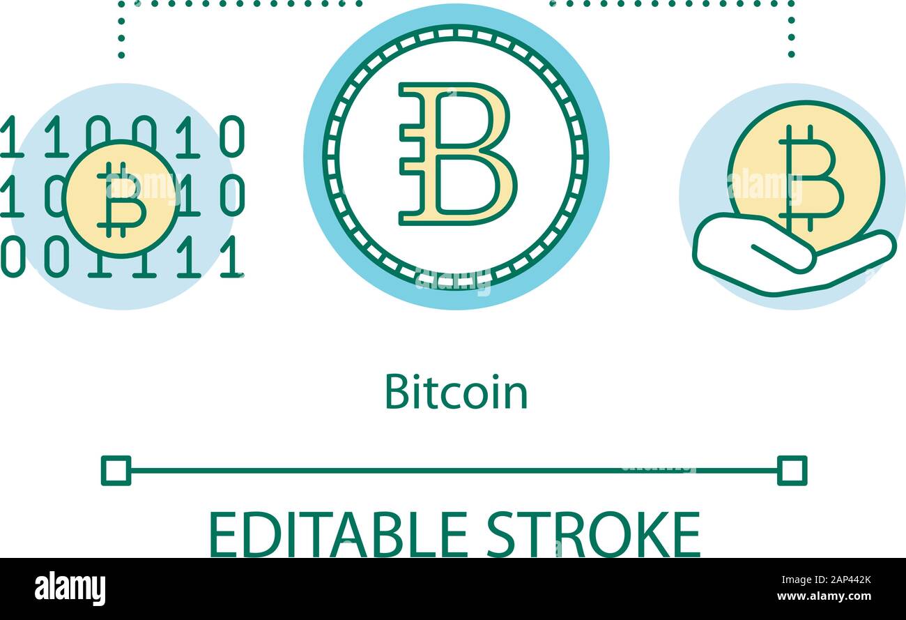 Bitcoin concept icon. Cryptocurrency blockchain idea thin line ...