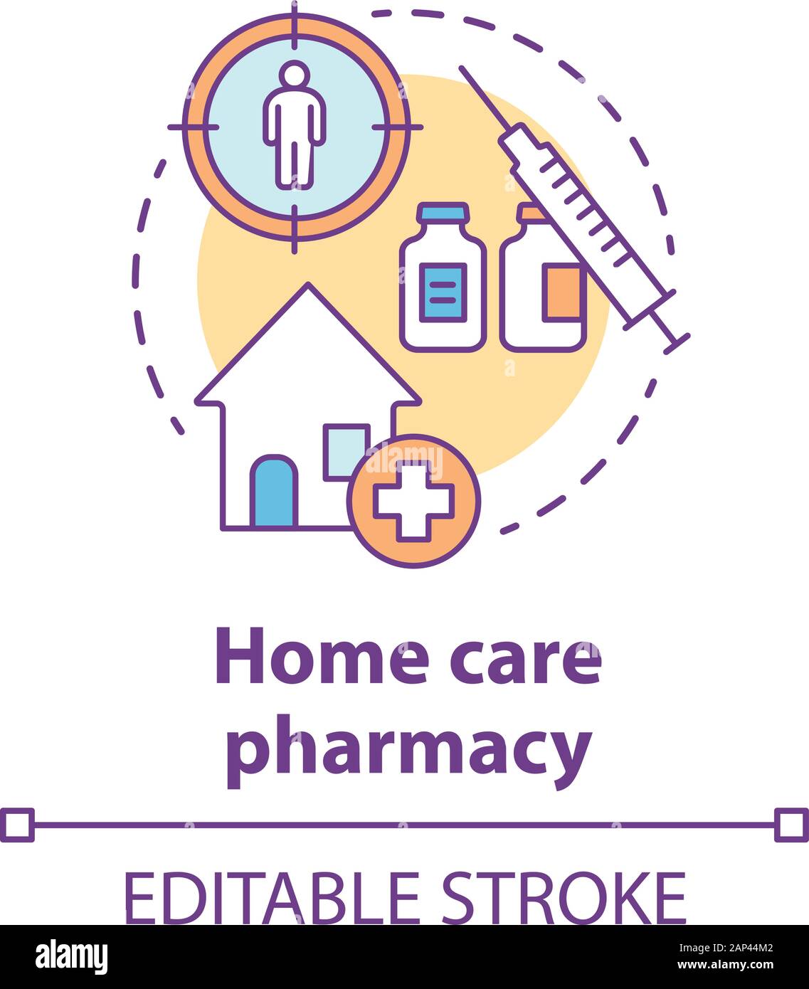 Pharmacy concept icon. Home care medication treatment idea thin line ...