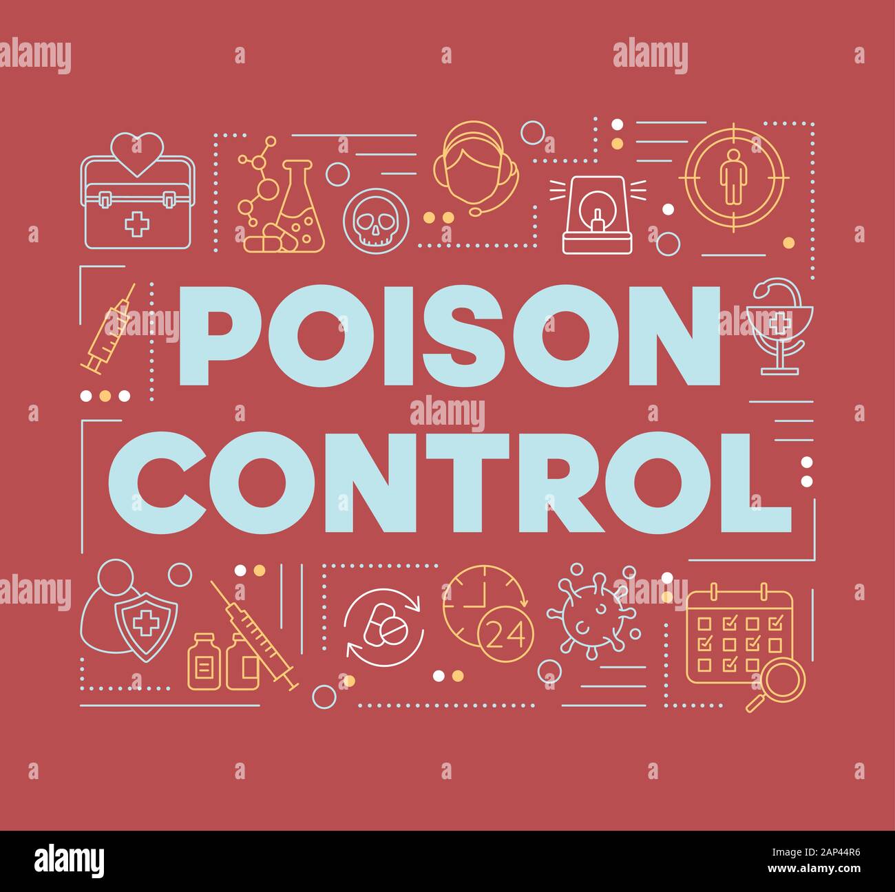 Poison control word concepts banner. Toxin safety. Antidote development