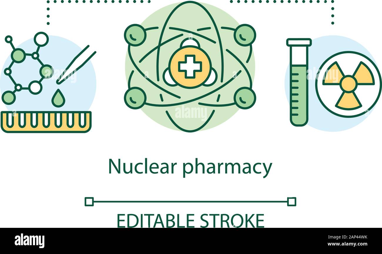Pharmacy concept icon. Nuclear power medication idea thin line
