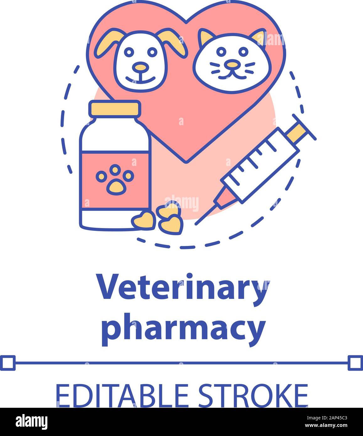 Pharmacy concept icon. Veterinary medication prescription idea thin