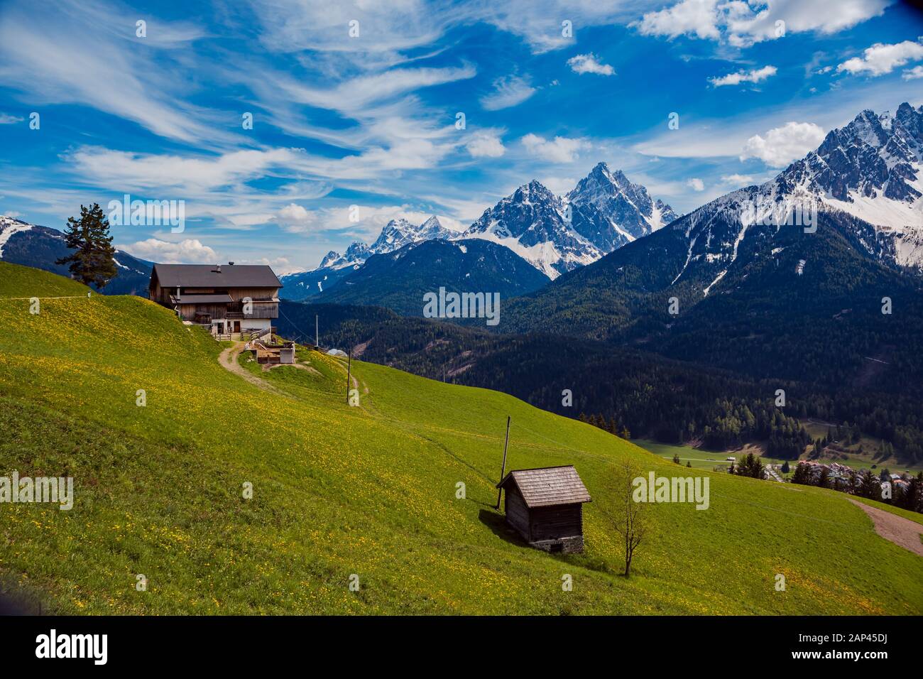 Hochpustertal valley area near Innichen in South Tirol, Italy Stock Photo
