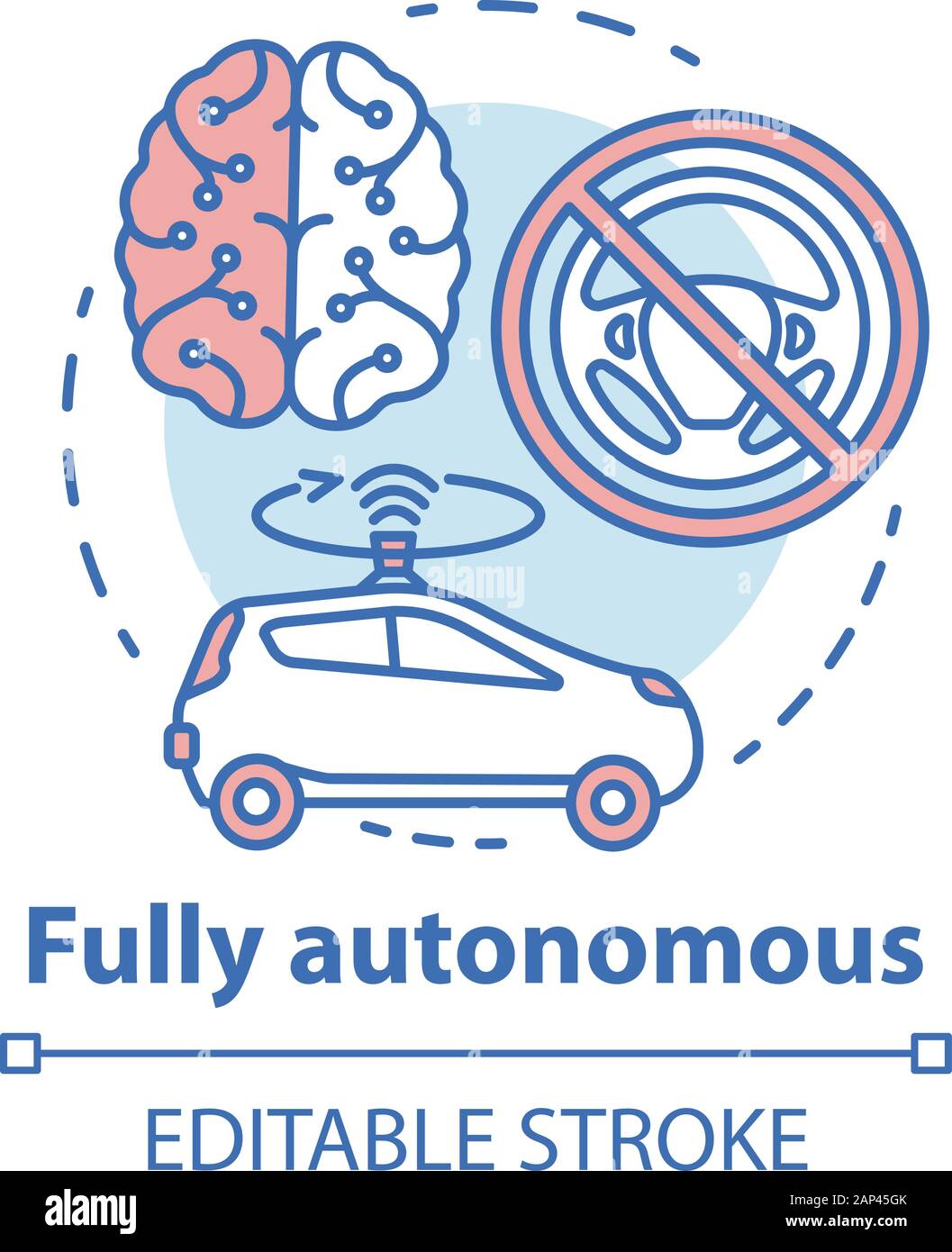 Fully autonomous concept icon. Car driven by artificial intelligence ...