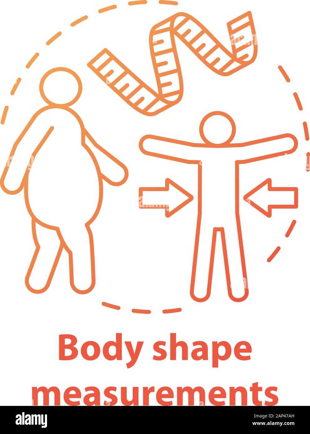 Body shape measuring concept icon. Fighting obesity, keeping fit, slim idea  thin line illustration. Measuring tape. Controlling body mass. Vector isol  Stock Vector Image & Art - Alamy
