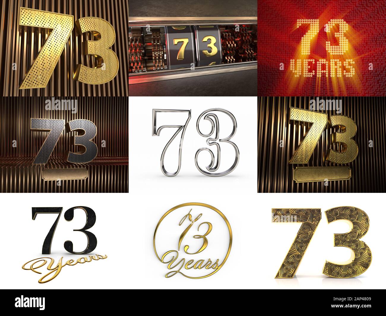Set of number 73 (number seventy-three) celebration design. Anniversary ...