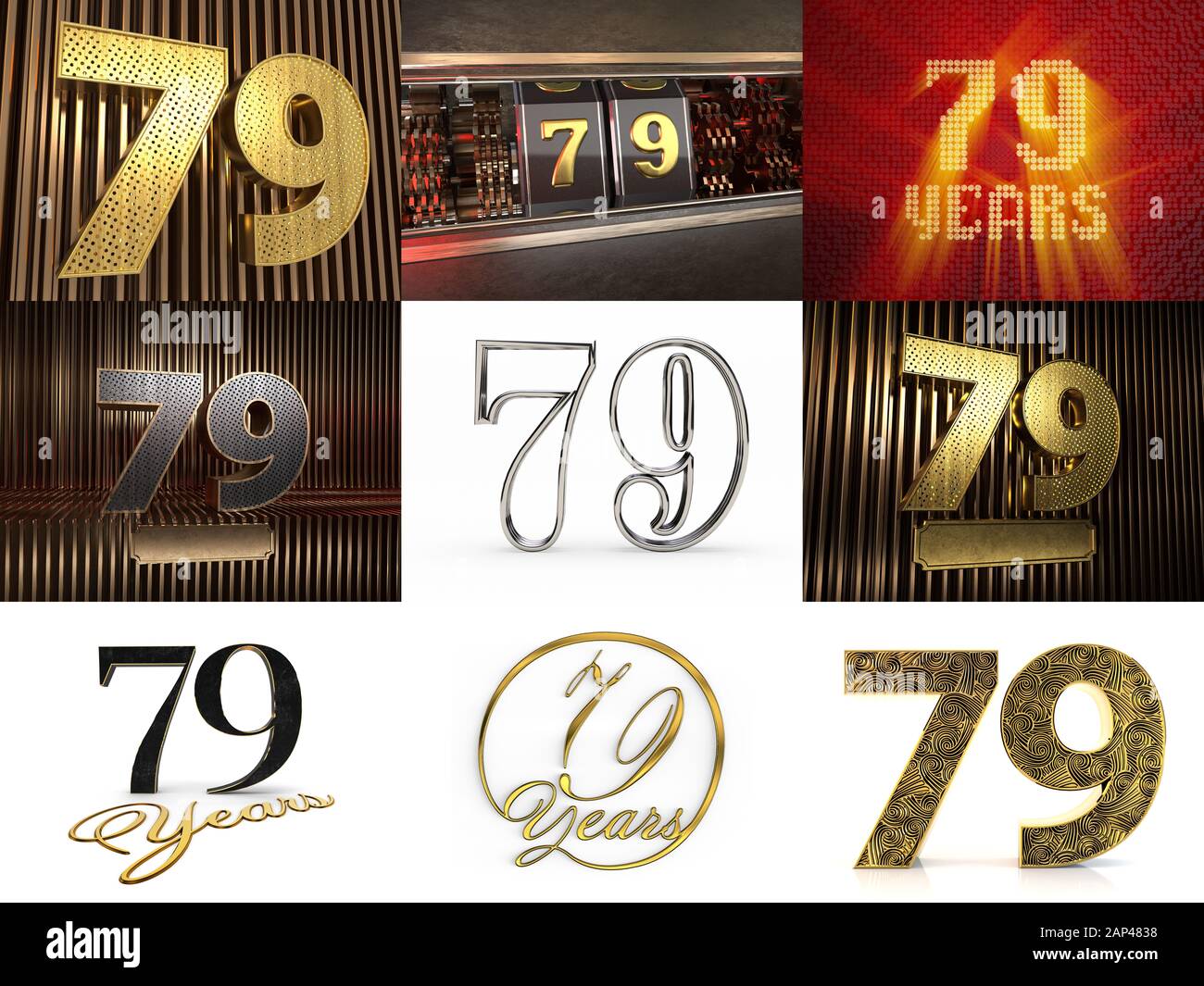 Set of number 79 (number seventy-nine) celebration design. Anniversary ...