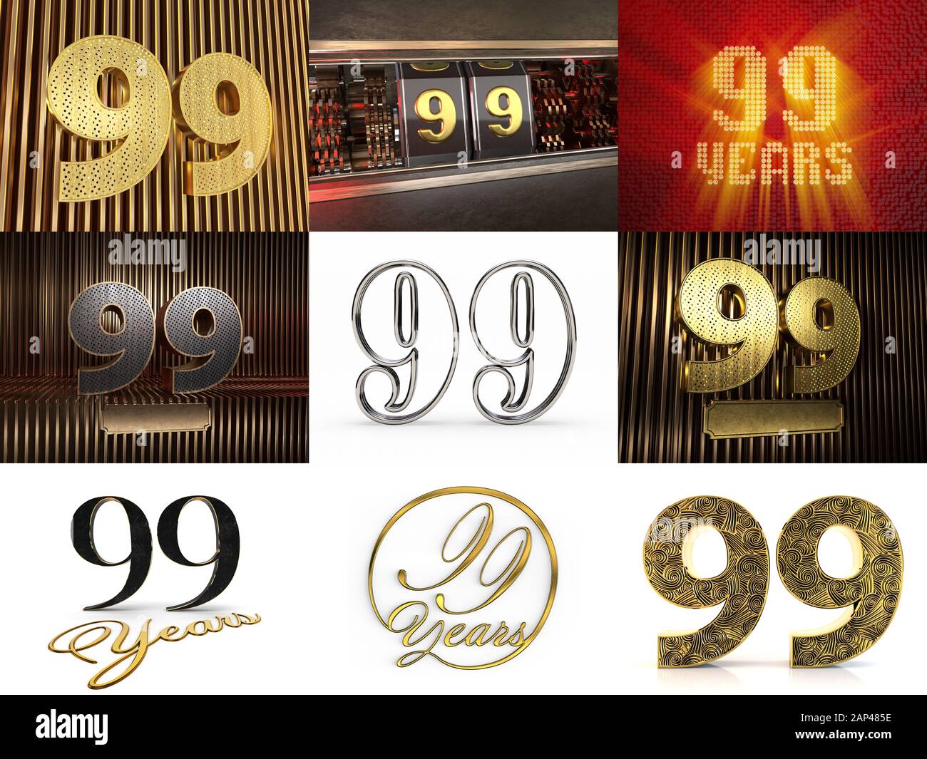 Set of number 99 (number ninety-nine) celebration design. Anniversary